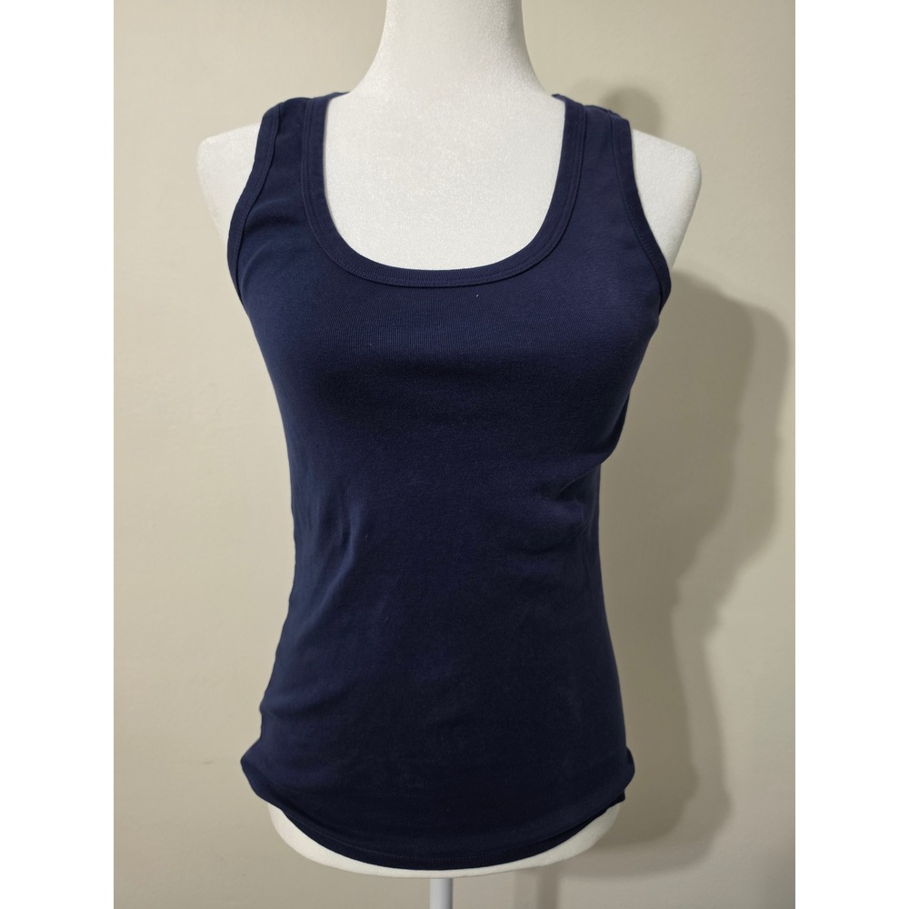 Cotton On The One X One Tank Navy Blue Ribbed Scoop Neck Sleeveless Top Medium